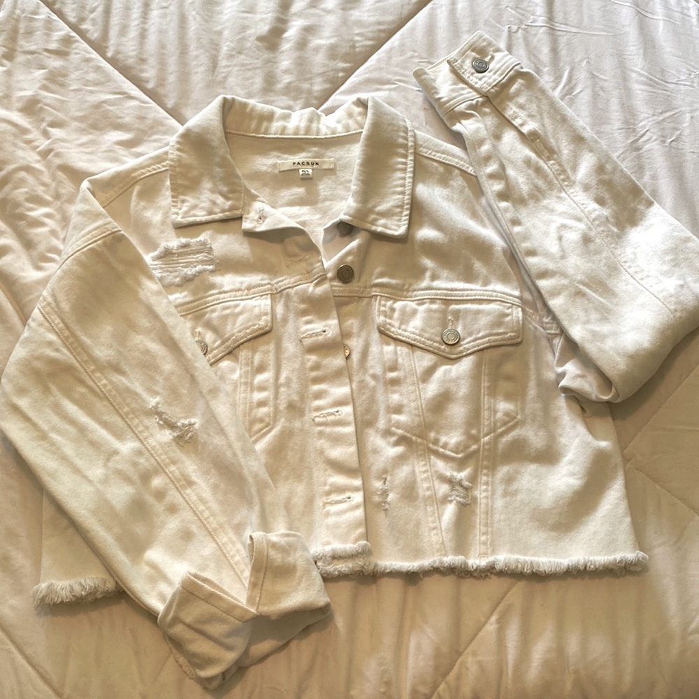 PacSun White Cropped Jean Jacket